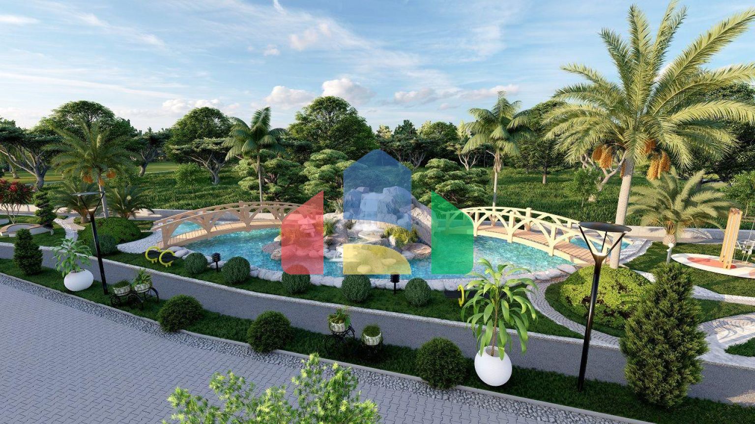 2-комнатные апартаменты 49 м2 с террасой на крыше в уютном комплексе в Алсанджаке