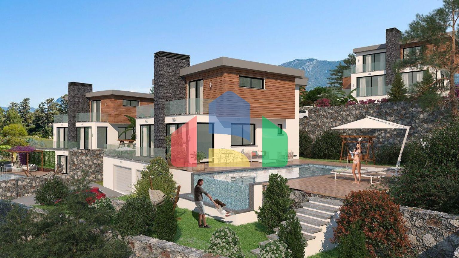 Вилла 4+2 (350 м2) с бассейном в Чаталкее