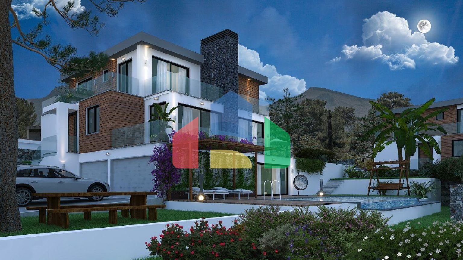 Вилла 4+2 (350 м2) с бассейном в Чаталкее