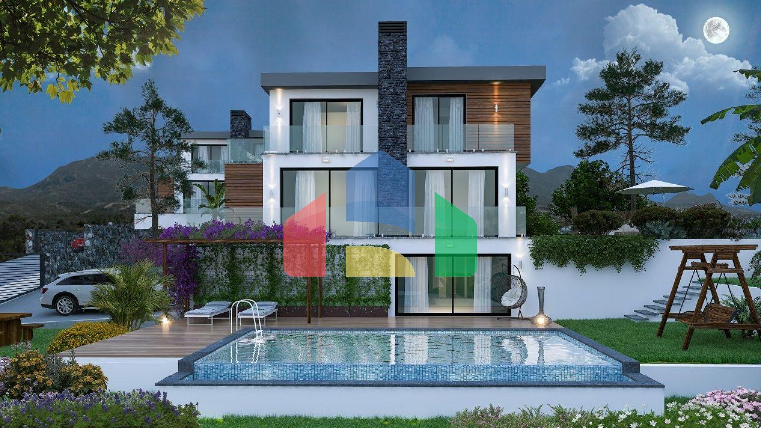 Вилла 4+2 (350 м2) с бассейном в Чаталкее