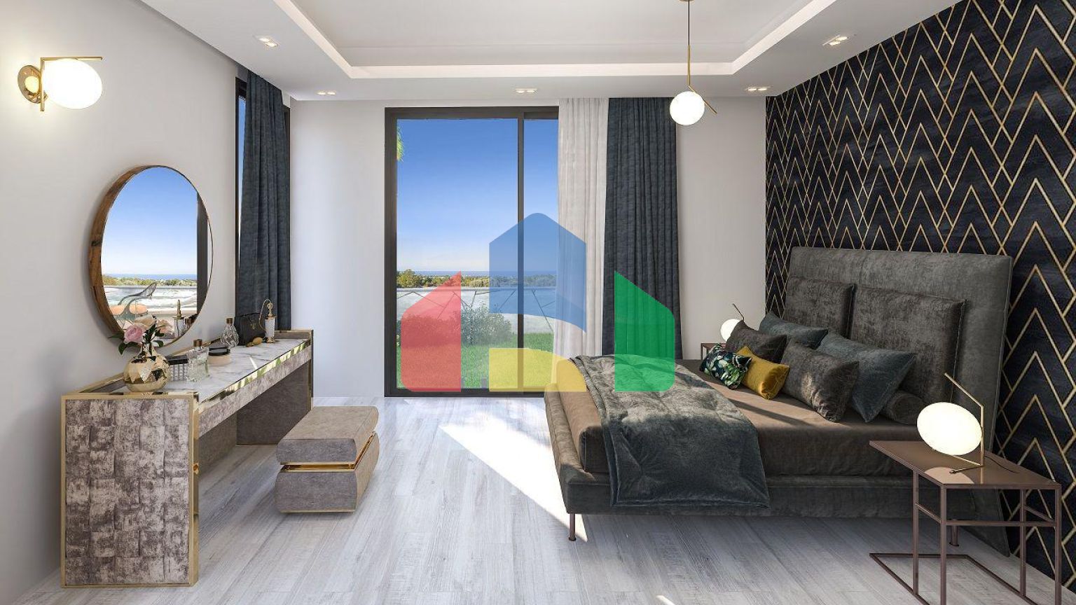 Вилла 4+1(310 м2) с бассейном в новом комплексе в 5 минутах от моря