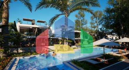 Роскошная вилла 4+2 площадью 220 м2 с двумя террасами в новом жилом комплексе рядом с морем