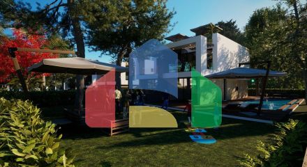 Роскошная вилла 4+2 площадью 220 м2 с двумя террасами в новом жилом комплексе рядом с морем