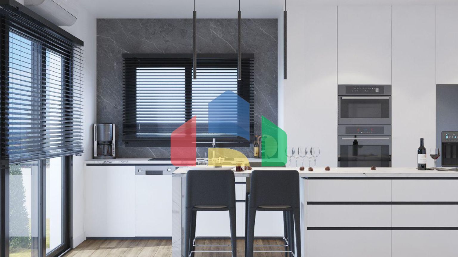 Роскошная вилла 4+2 площадью 220 м2 с двумя террасами в новом жилом комплексе рядом с морем