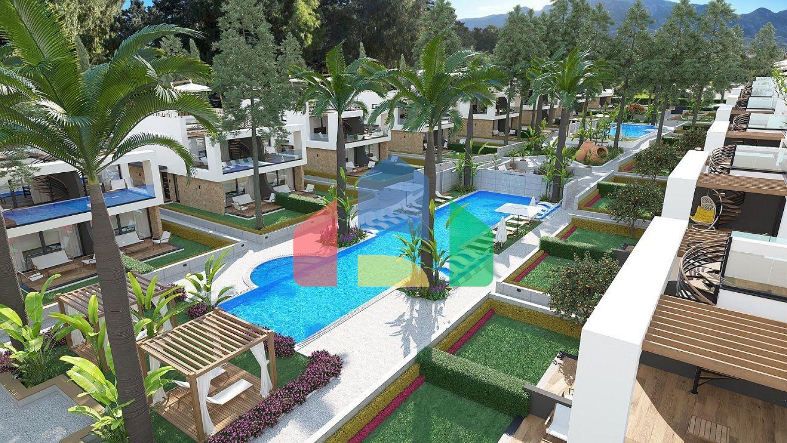 Роскошная вилла 4+2 площадью 220 м2 с двумя террасами в новом жилом комплексе рядом с морем