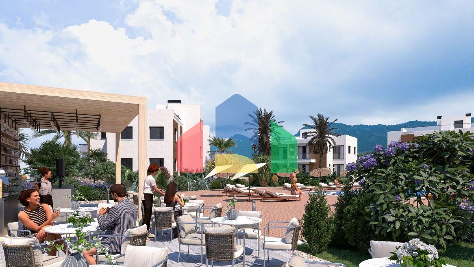 Трехкомнатная квартира 75 м2 с палисадником и террасой 8 м2 в новом комплексе у моря