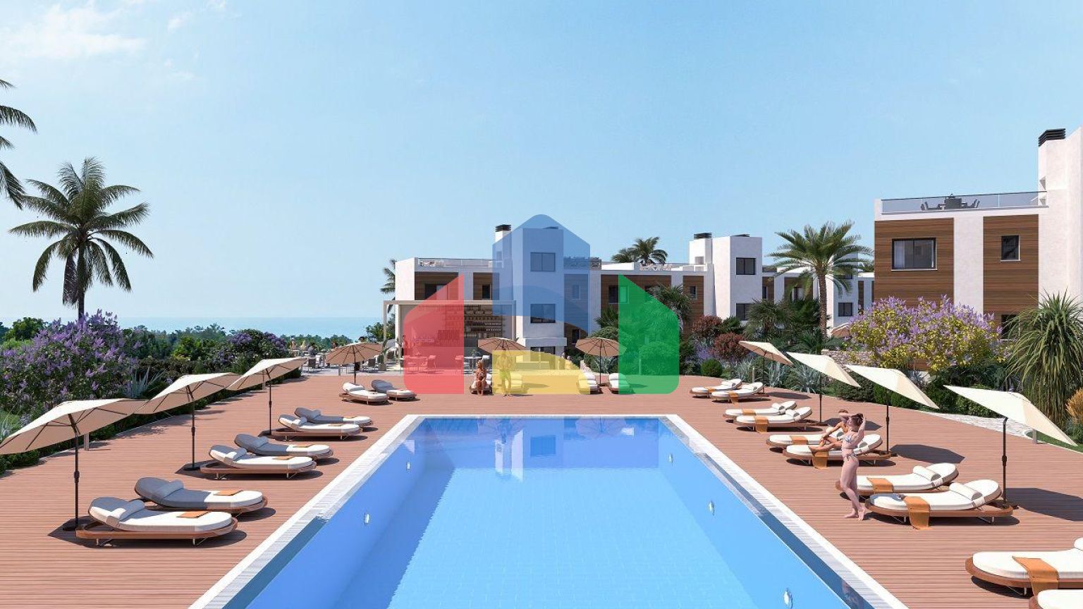 Трехкомнатная квартира 75 м2 с палисадником и террасой 8 м2 в новом комплексе у моря