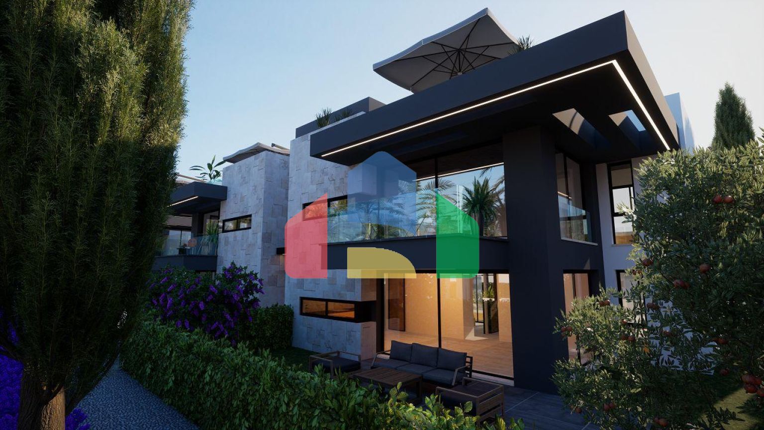 3-комнатные апартаменты 80 м2 с террасой и садом в новом комплексе в Алсанджаке