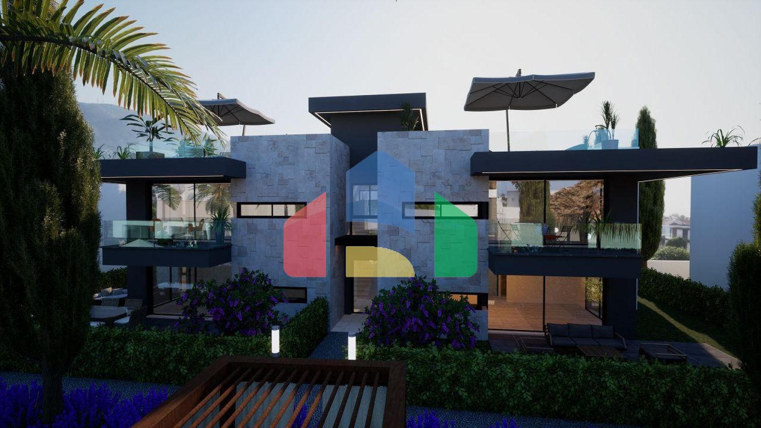 3-комнатные апартаменты 80 м2 с террасой и садом в новом комплексе в Алсанджаке