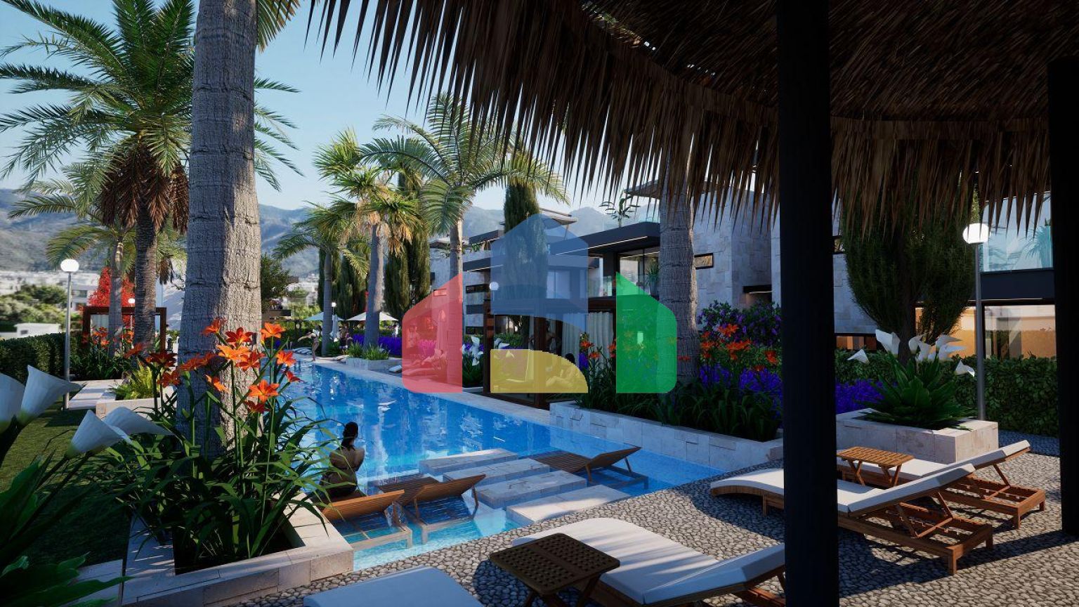 3-комнатные апартаменты 80 м2 с террасой и садом в новом комплексе в Алсанджаке