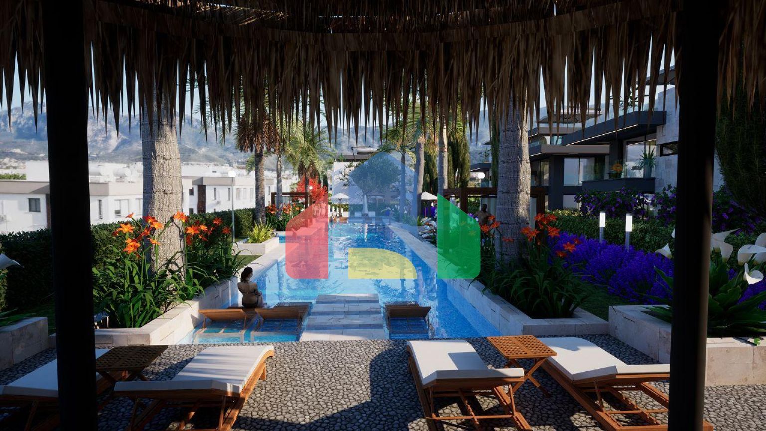 3-комнатные апартаменты 80 м2 с террасой и садом в новом комплексе в Алсанджаке