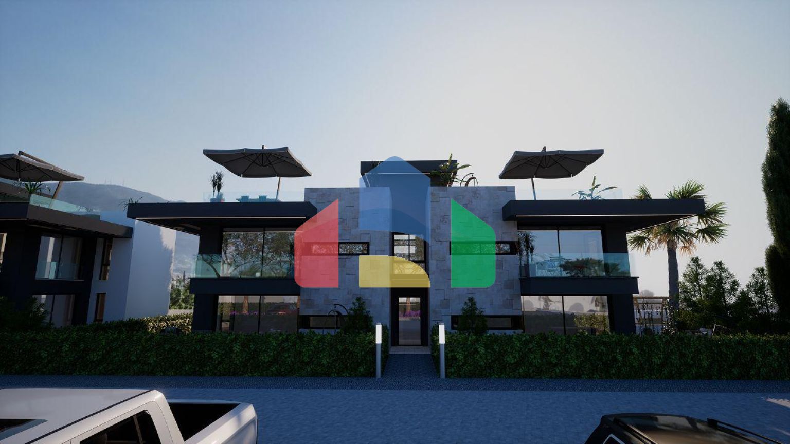 3-комнатные апартаменты 80 м2 с террасой и садом в новом комплексе в Алсанджаке