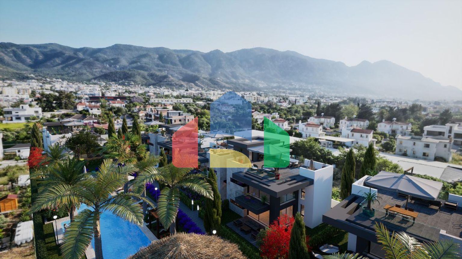 3-комнатные апартаменты 80 м2 с террасой и садом в новом комплексе в Алсанджаке