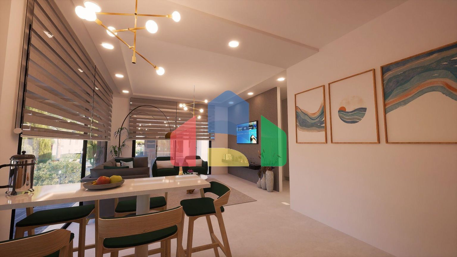 3-комнатные апартаменты 80 м2 с террасой и садом в новом комплексе в Алсанджаке