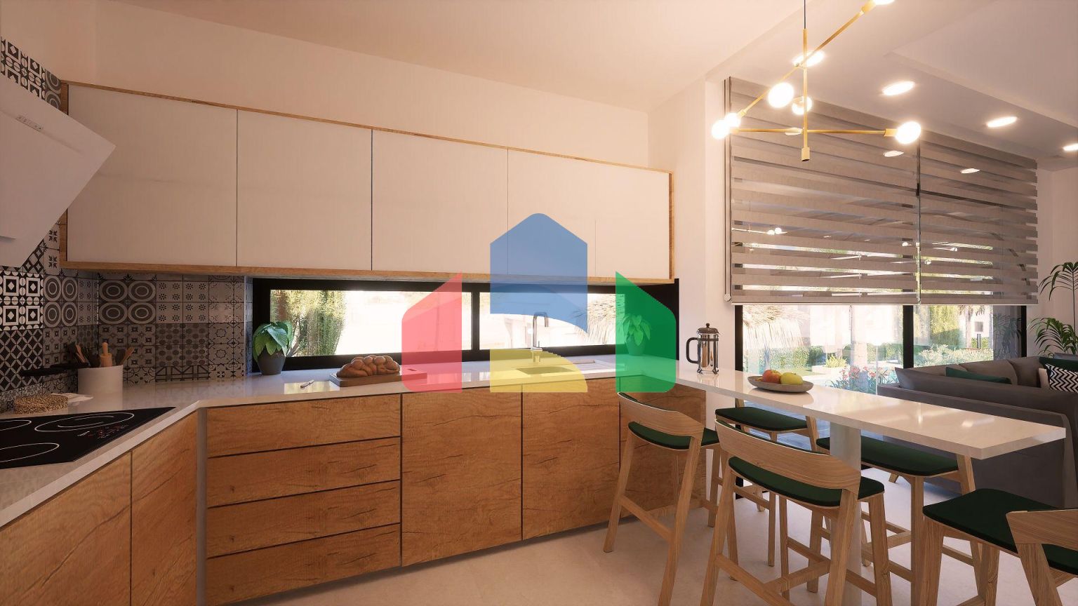 3-комнатные апартаменты 80 м2 с террасой и садом в новом комплексе в Алсанджаке