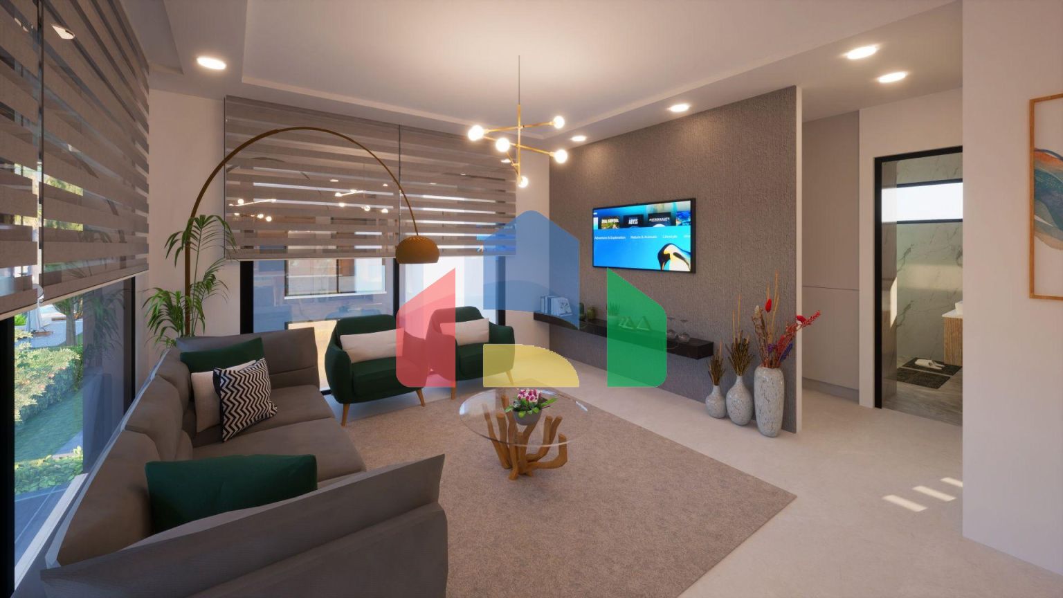 3-комнатные апартаменты 80 м2 с террасой и садом в новом комплексе в Алсанджаке