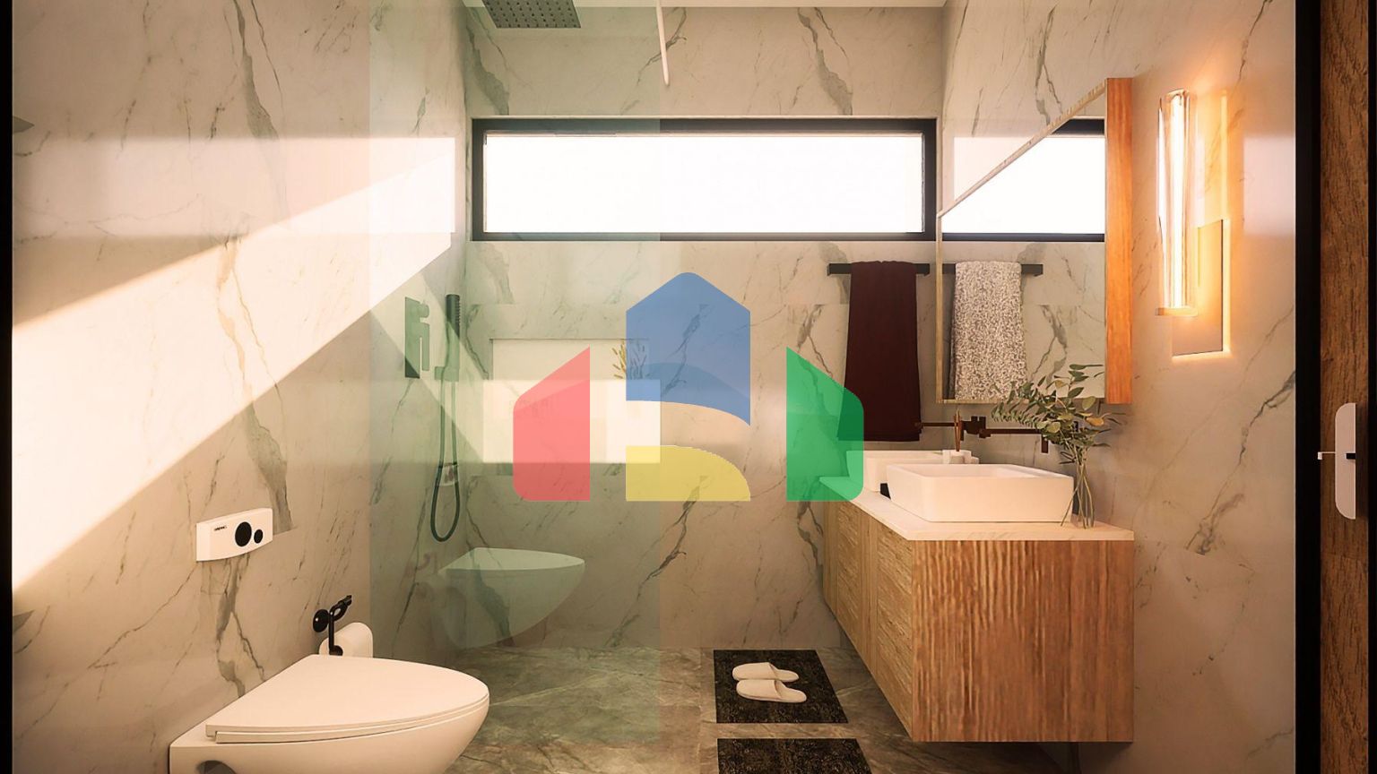 3-комнатные апартаменты 80 м2 с террасой и садом в новом комплексе в Алсанджаке