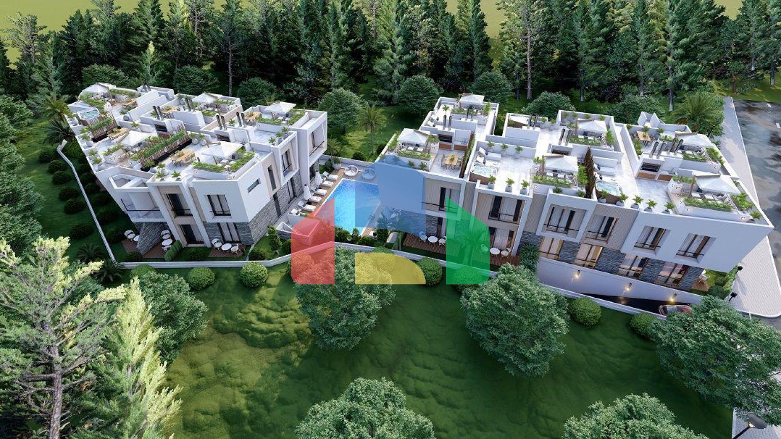 2-комнатные апартаменты 50 м2 с балконом и садом в Алсанджаке