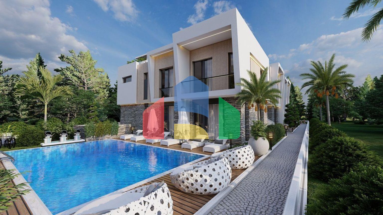 2-комнатные апартаменты 50 м2 с балконом и садом в Алсанджаке