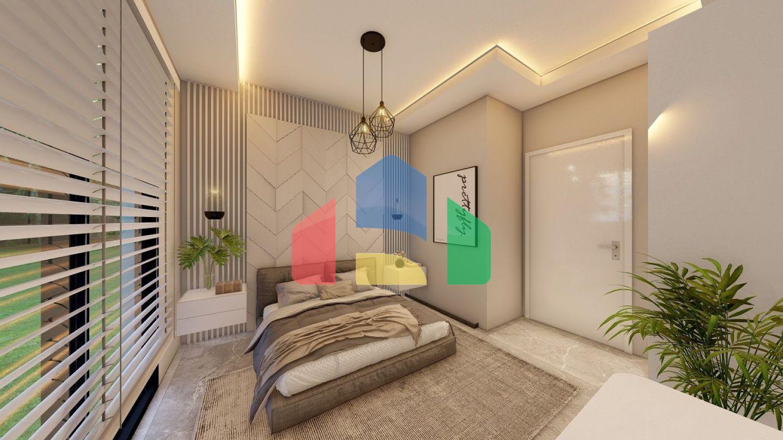 2-комнатные апартаменты 50 м2 с балконом и садом в Алсанджаке