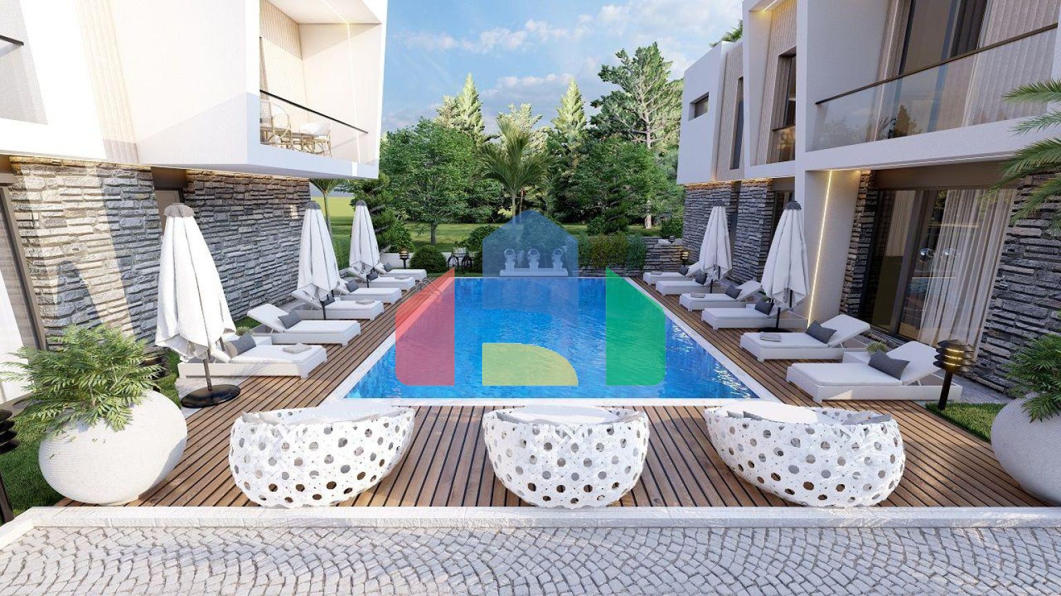 Трехкомнатная квартира 70 м2 с балконом и садом в Алсанджаке