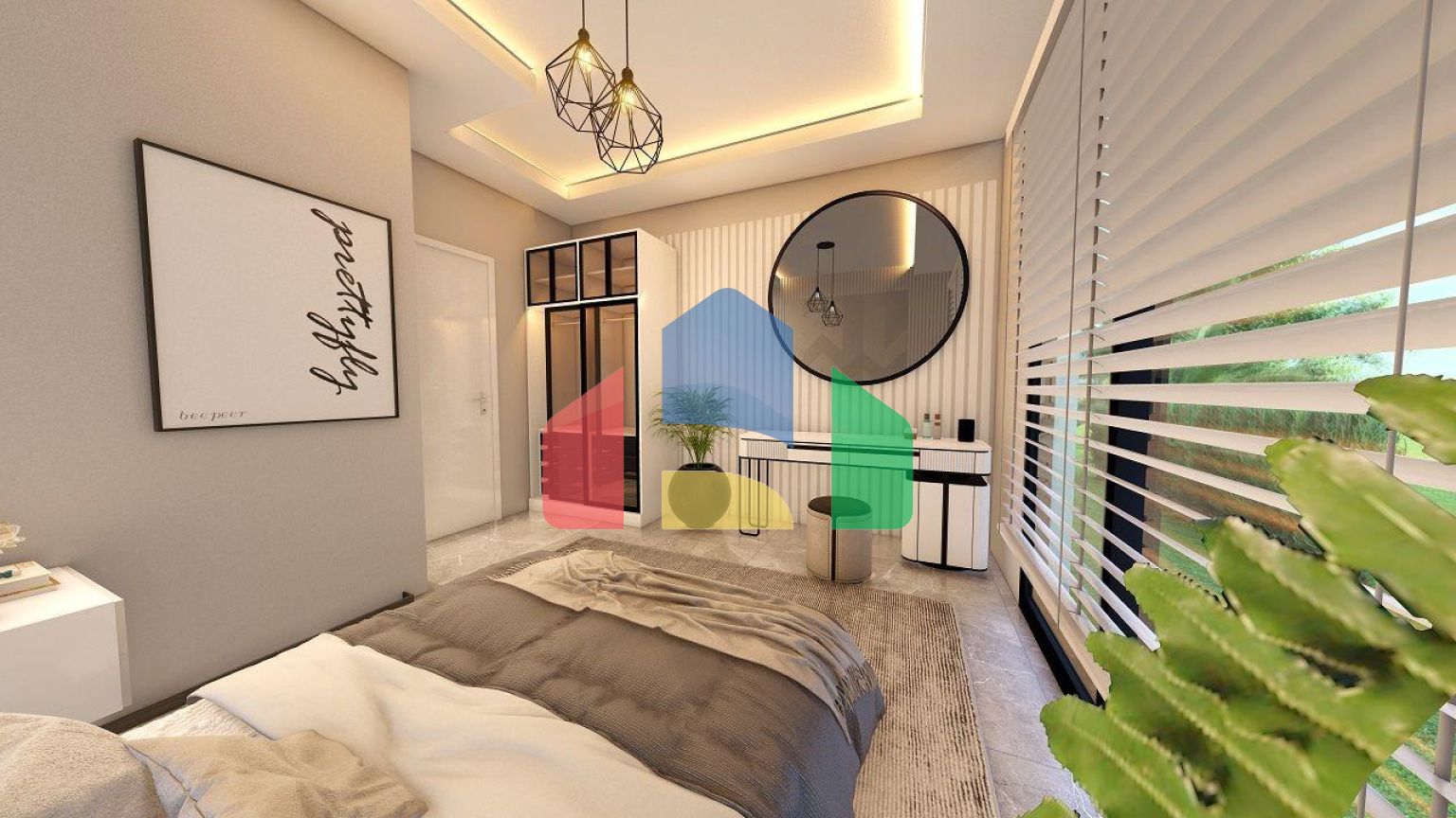 Трехкомнатная квартира 70 м2 с балконом и садом в Алсанджаке