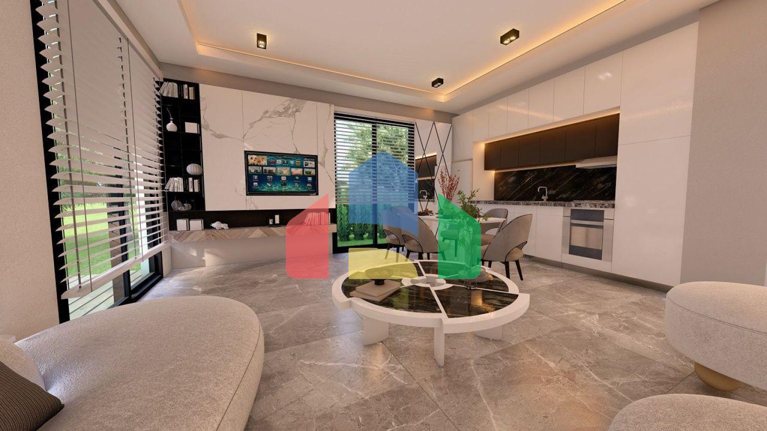 Трехкомнатная квартира 70 м2 с балконом и садом в Алсанджаке