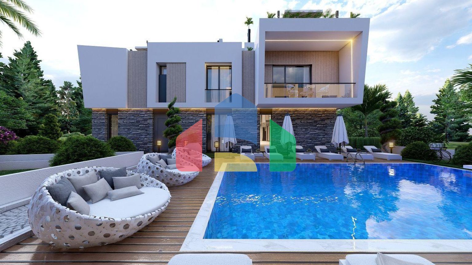 Трехкомнатная квартира 70 м2 с балконом и садом в Алсанджаке