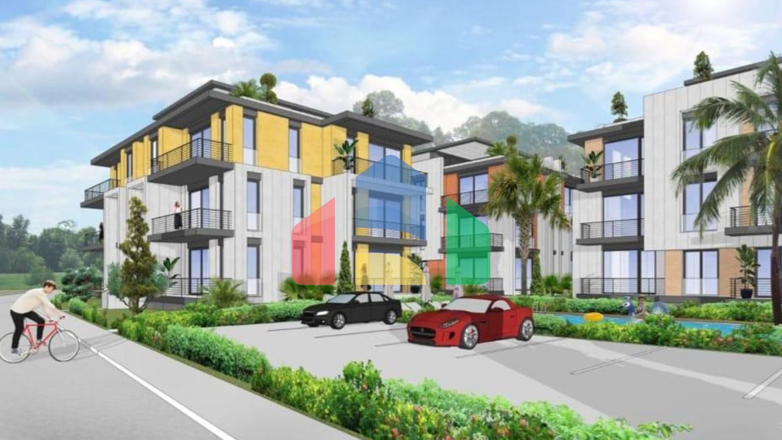 3-комнатные апартаменты 81 м2 с балконом 7 м2 в новом и тихом комплексе в Алсанджаке