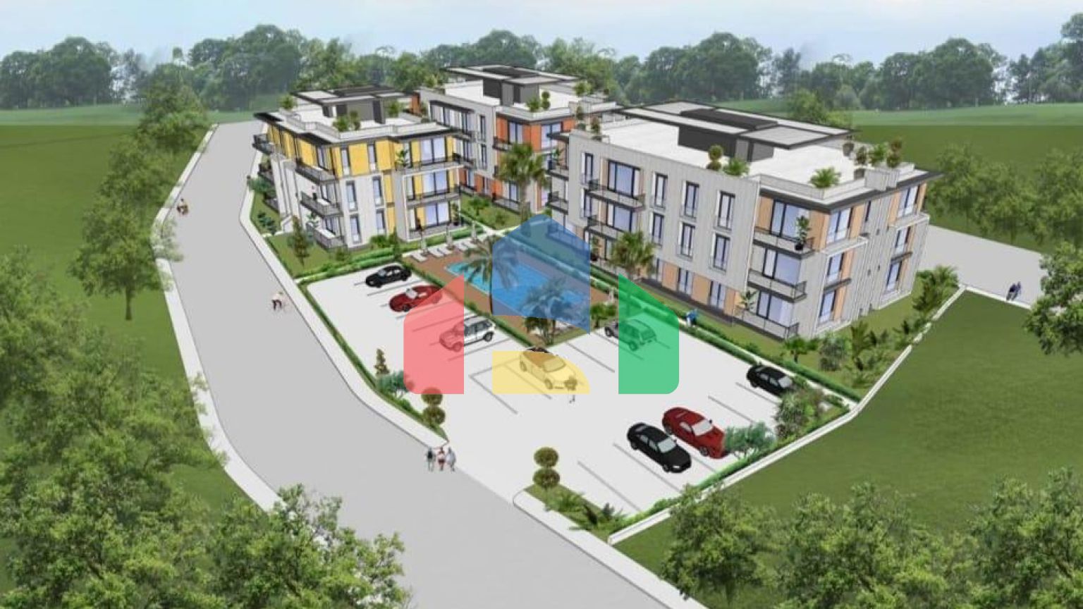 3-комнатные апартаменты 81 м2 с балконом 7 м2 в новом и тихом комплексе в Алсанджаке