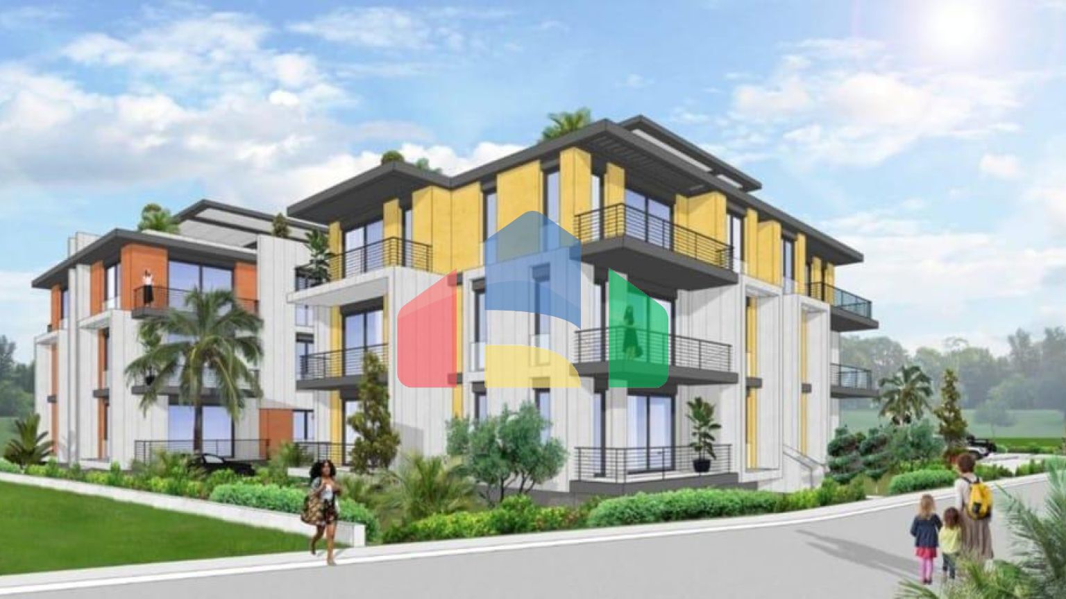 3-комнатные апартаменты 81 м2 с балконом 7 м2 в новом и тихом комплексе в Алсанджаке