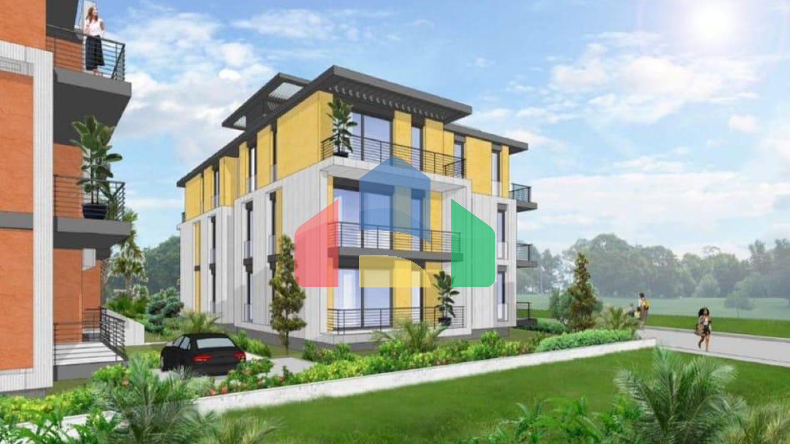 3-комнатные апартаменты 81 м2 с балконом 7 м2 в новом и тихом комплексе в Алсанджаке