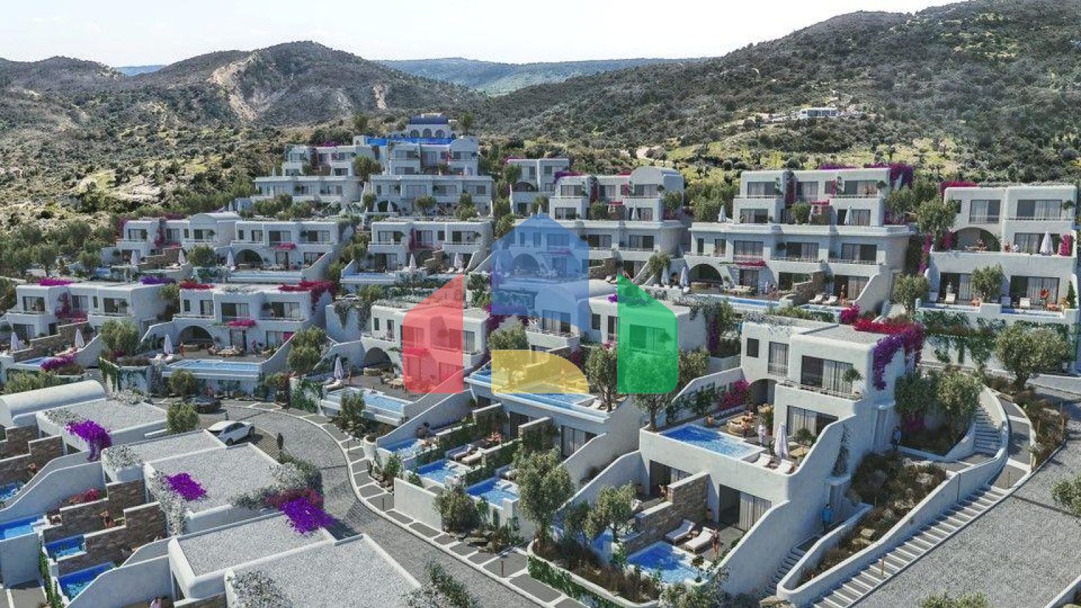 Студия 39 м2 с частным бассейном в 700 метрах от моря