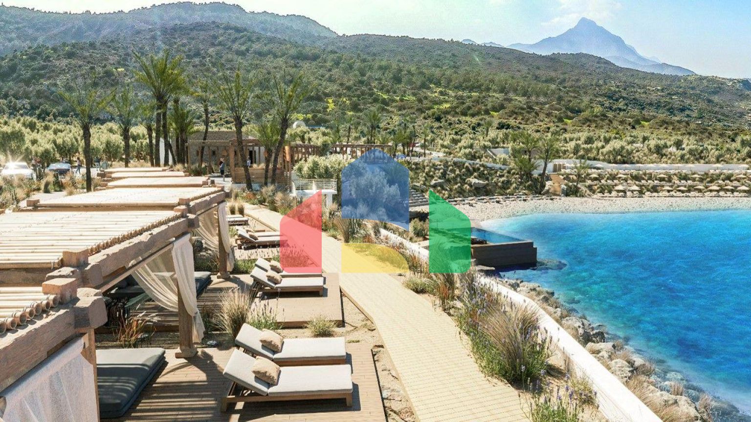 Студия 39 м2 с частным бассейном в 700 метрах от моря