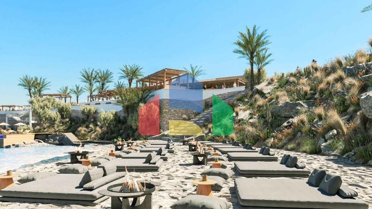 Студия 39 м2 с частным бассейном в 700 метрах от моря