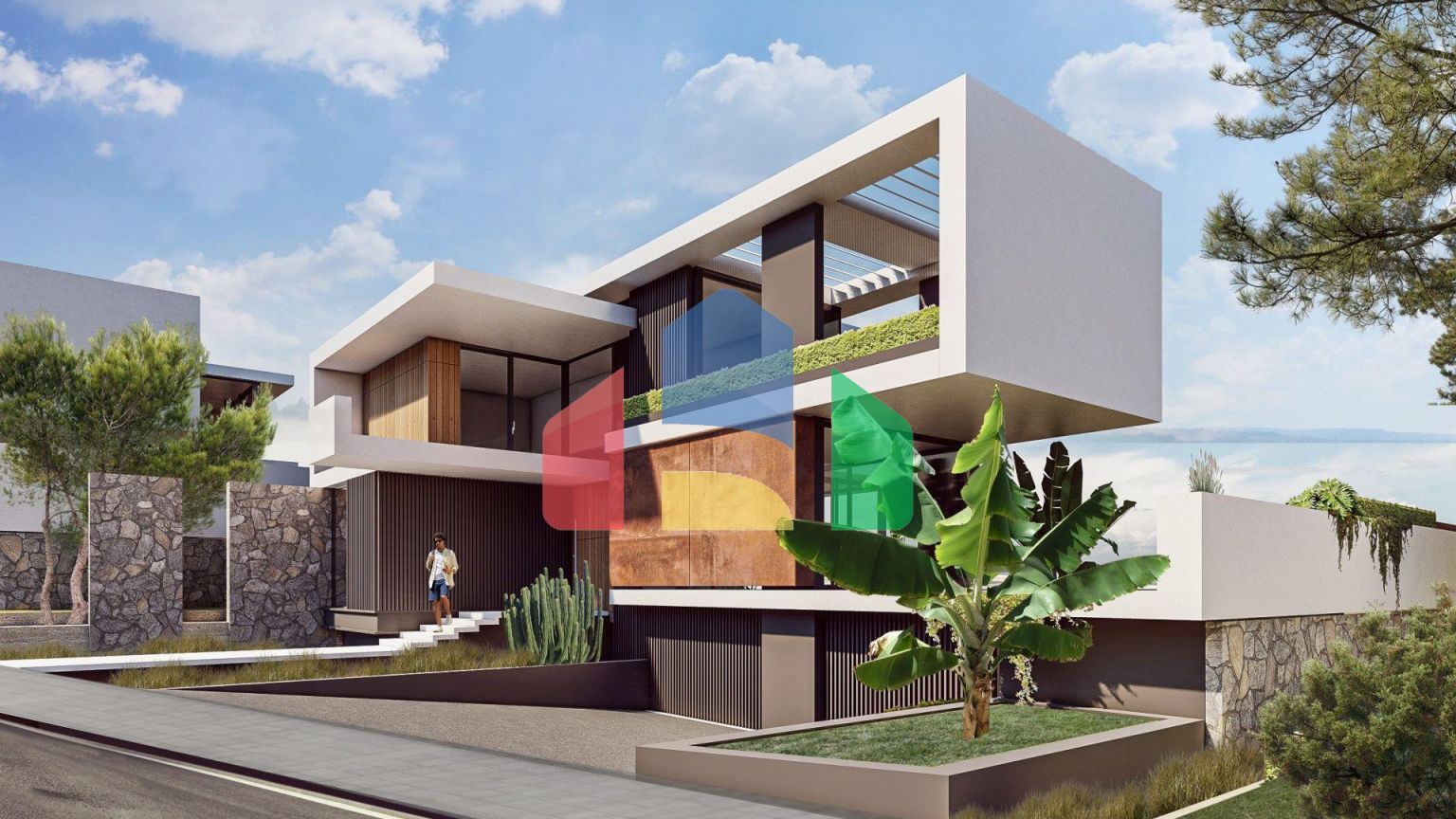 Современная вилла 3+1 (241 м2) с большой террасой и бассейном в Чаталкое