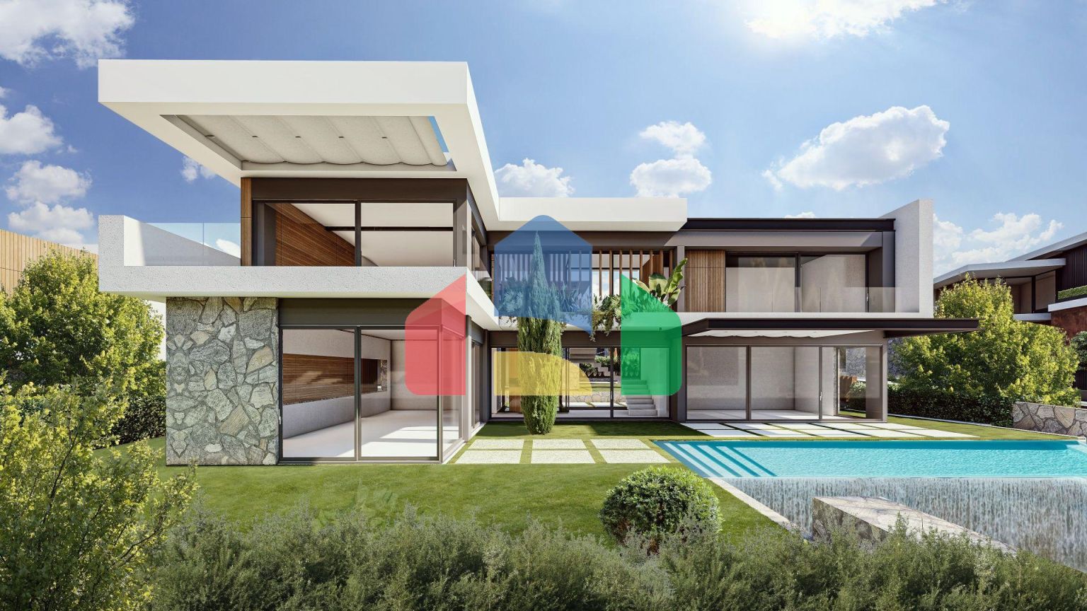 Современная вилла 3+1 (241 м2) с большой террасой и бассейном в Чаталкое