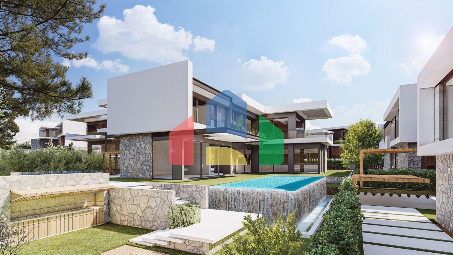 Современная вилла 3+1 (241 м2) с большой террасой и бассейном в Чаталкое