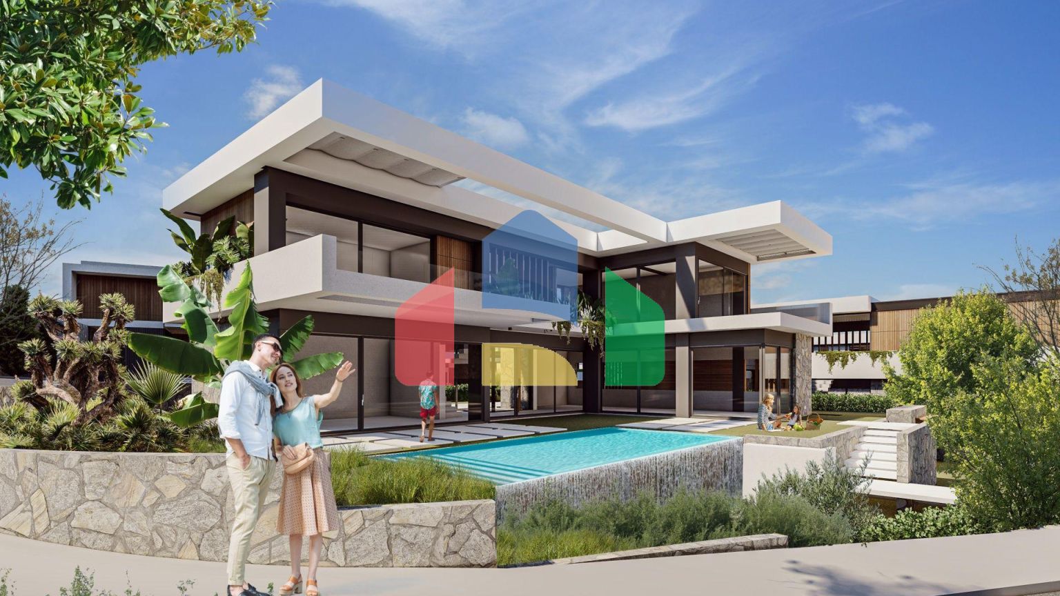 Современная вилла 3+1 (241 м2) с большой террасой и бассейном в Чаталкое