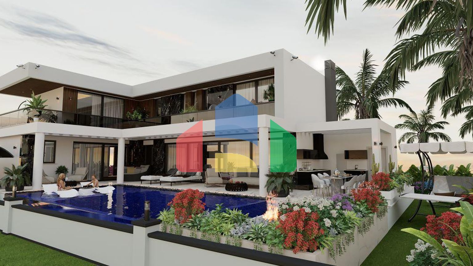 Роскошная вилла 4+1 (440 м2) с большим бассейном в живописном районе Кирении