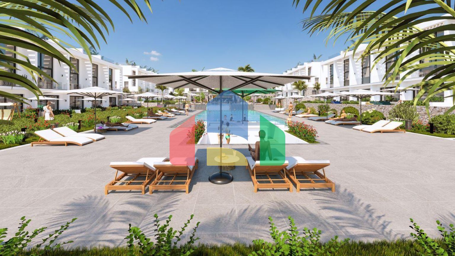 Двухкомнатная квартира 57 м2 с террасой 8 м2 в новом комплексе в Бахчели