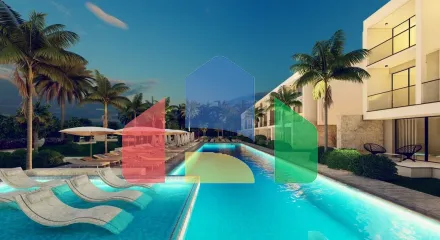 Квартира 2+1 (60 м2) с террасой в комплексе с видом на горы и море Квартира 2+1 (60 м2) с террасой в комплексе с видом на горы и море