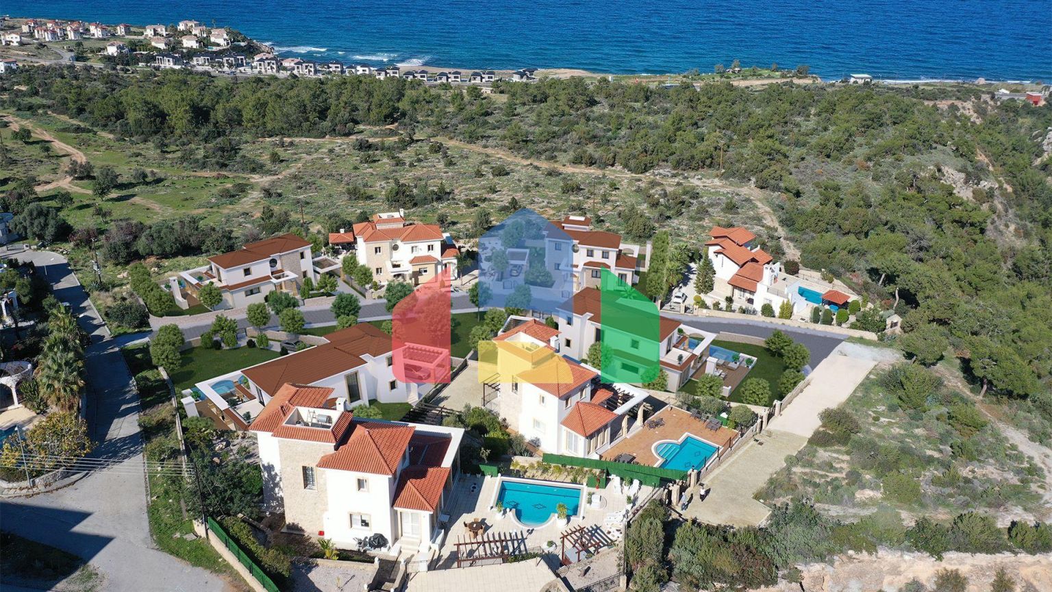 Вилла 3+1 (210 м2) с террасой и бассейном в Эсентепе