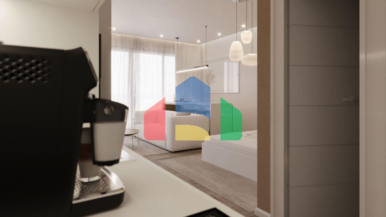 Студия Penthouse 38 м2 с балконом и террасой в красивом комплексе в Каршияке