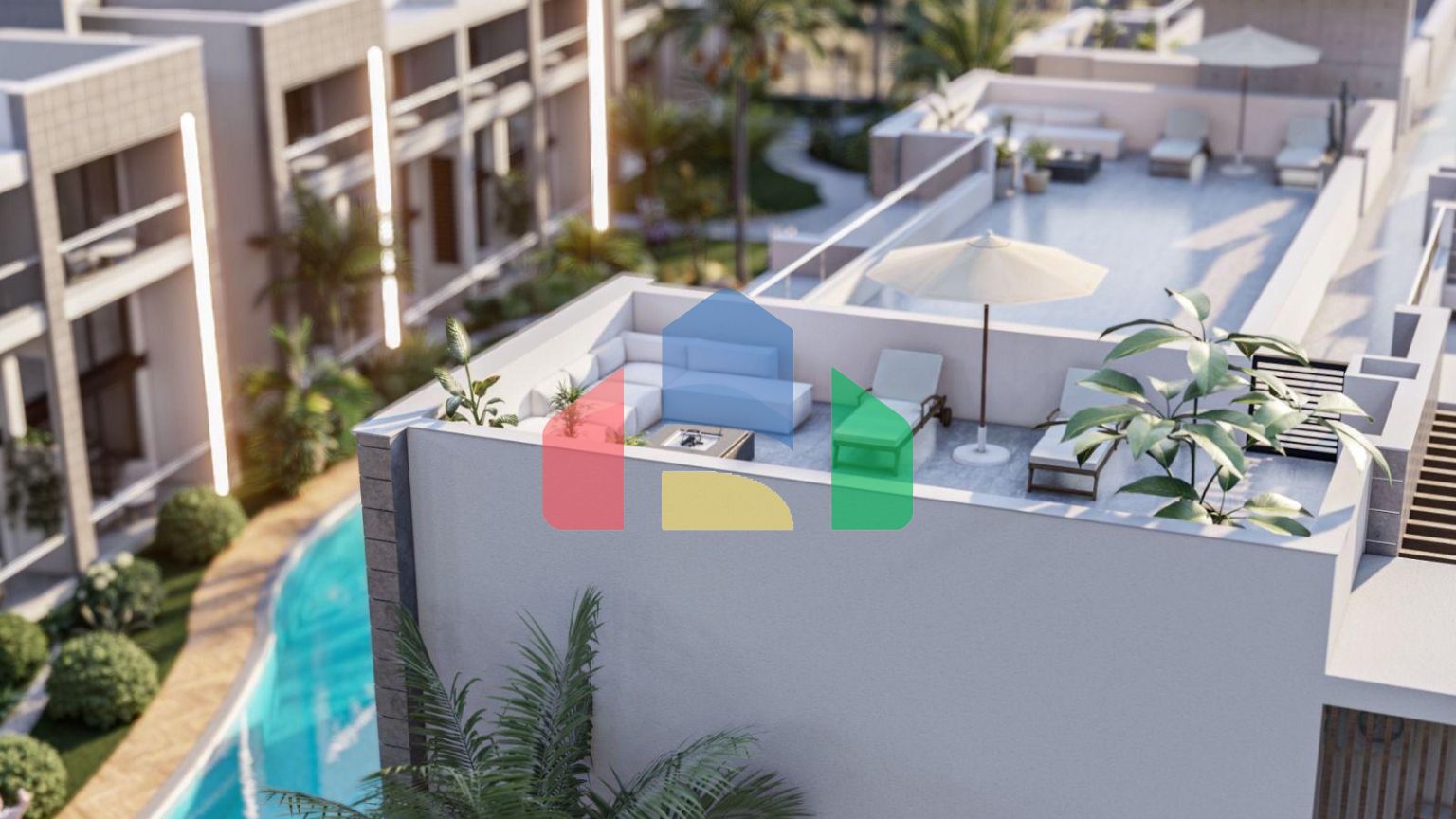 Студия Penthouse 38 м2 с балконом и террасой в красивом комплексе в Каршияке