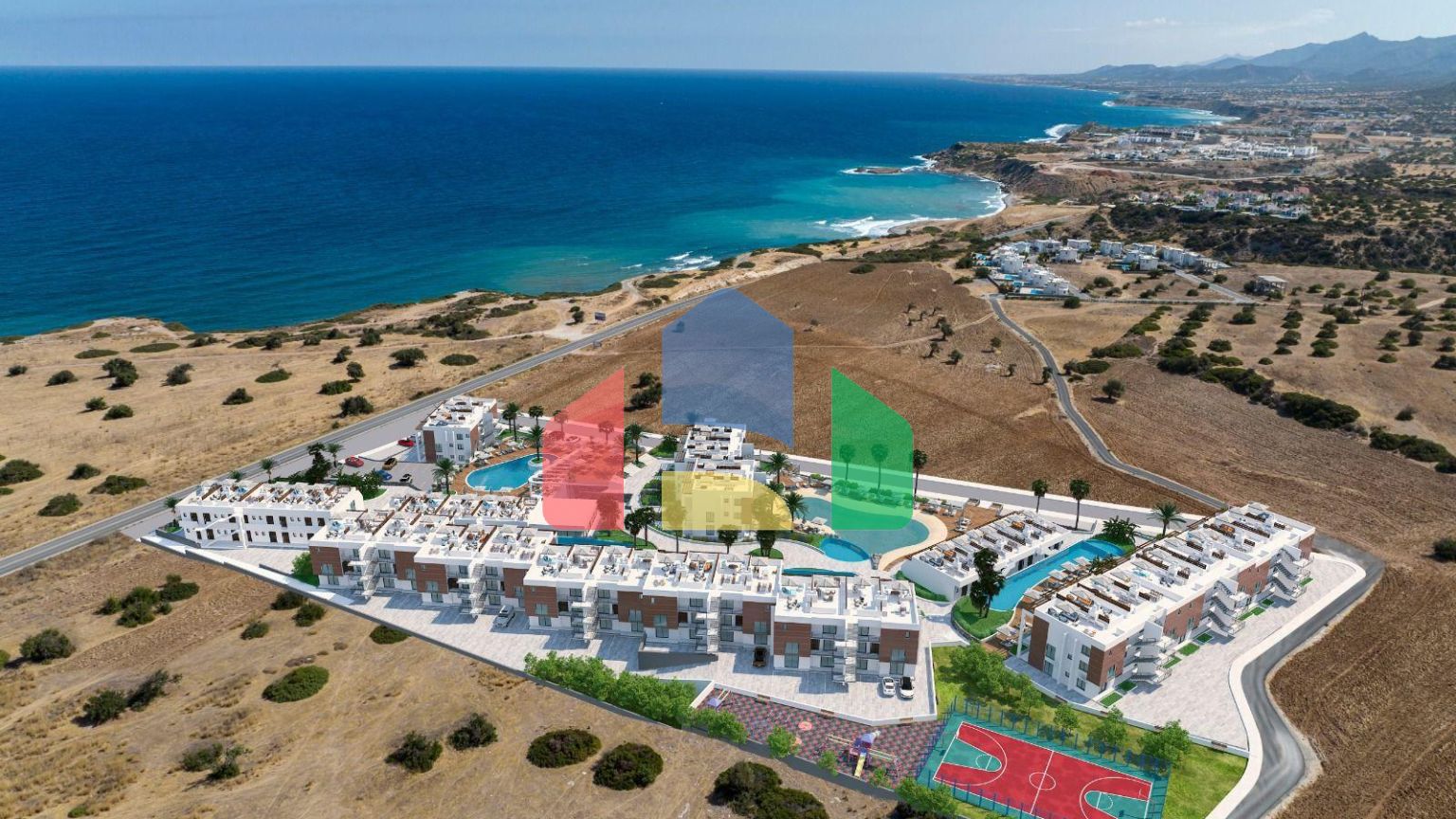 Двухкомнатная квартира 60 м2 недалеко от моря в Бахчели