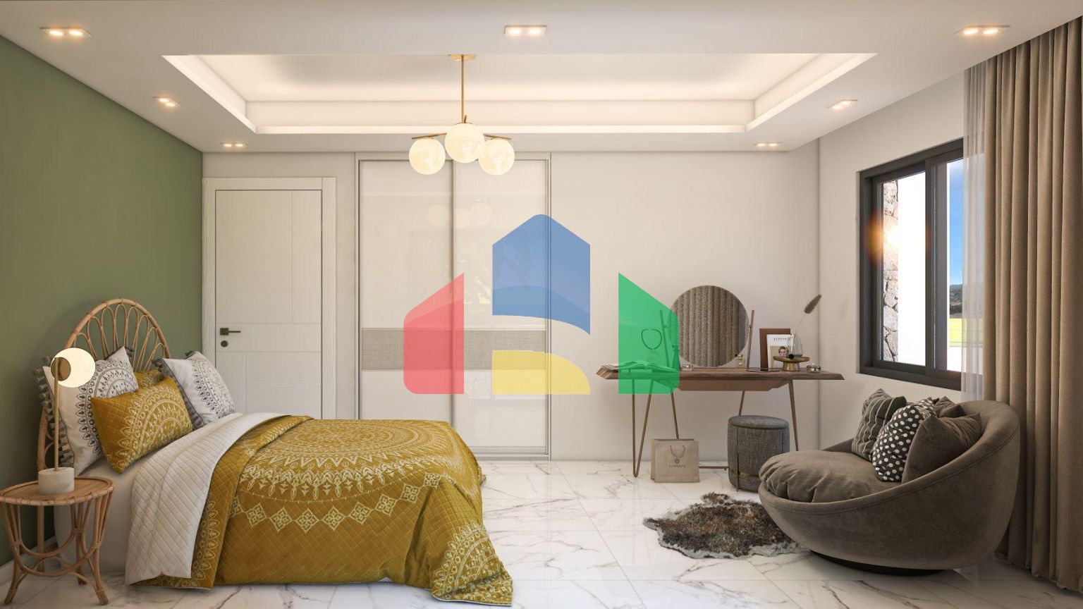 Двухкомнатная квартира 60 м2 недалеко от моря в Бахчели