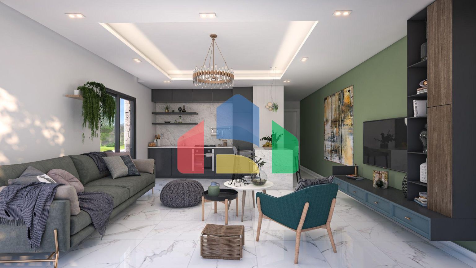 Двухкомнатная квартира 60 м2 недалеко от моря в Бахчели