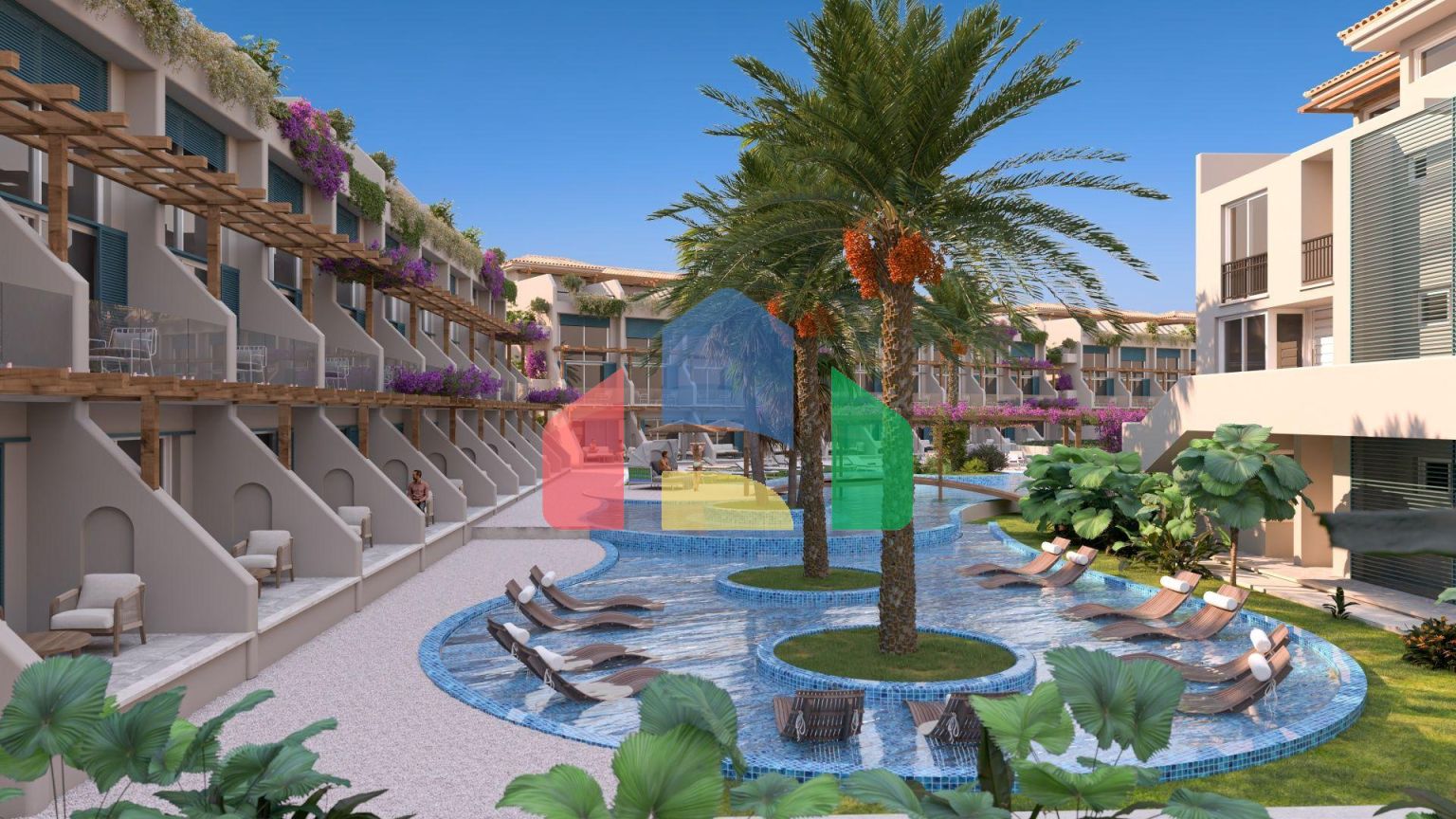 2-комнатные апартаменты 45м2 с террасой 10м2 и собственным садом в новом комплексе рядом с морем