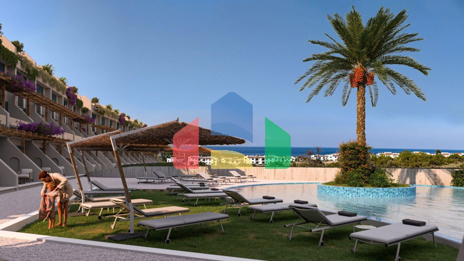 2-комнатные апартаменты 45м2 с террасой 10м2 и собственным садом в новом комплексе рядом с морем